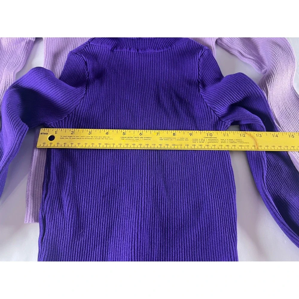 SHEIN Purple & Lilac Ribbed Turtleneck Sweater Set Pearl Button Detail Size XS/S